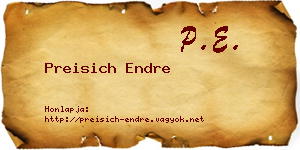 Preisich Endre névjegykártya